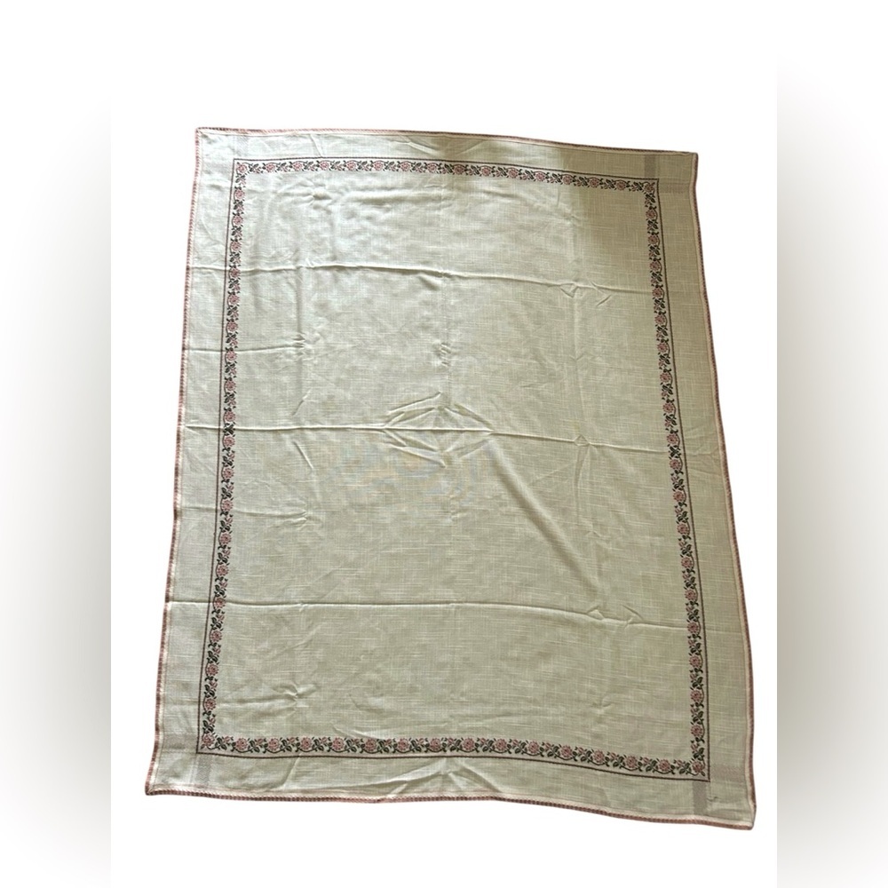 5/$25 Beautiful Embroidered floral tablecloth 64”x52” Made in West Germany - Picture 2 of 10